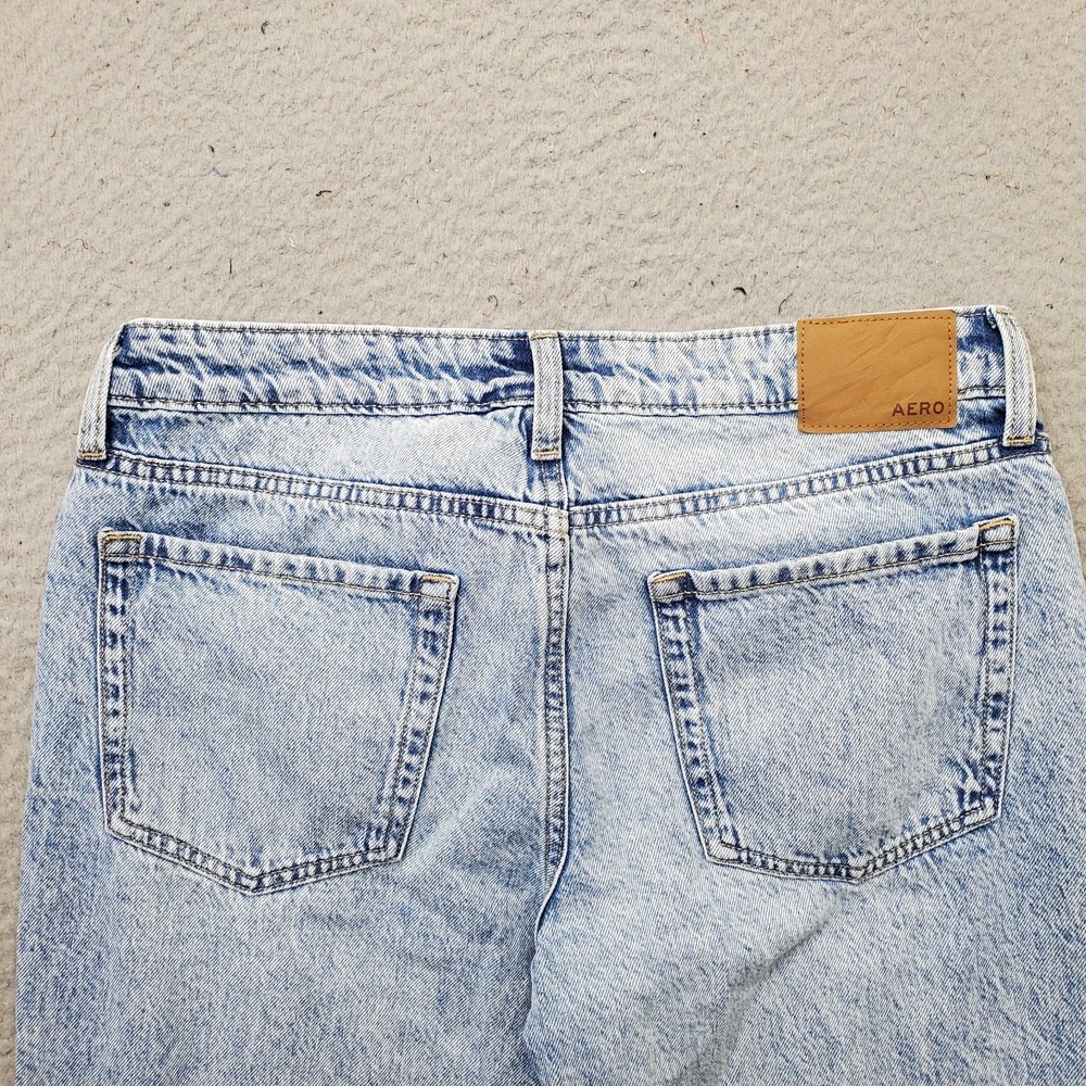 Aéropostale Baggy Jeans Womens 6R Blue Denim Distressed Low Rise Straight Leg - Picture 10 of 10